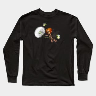 Cute little fairy playing with a dandelion Long Sleeve T-Shirt